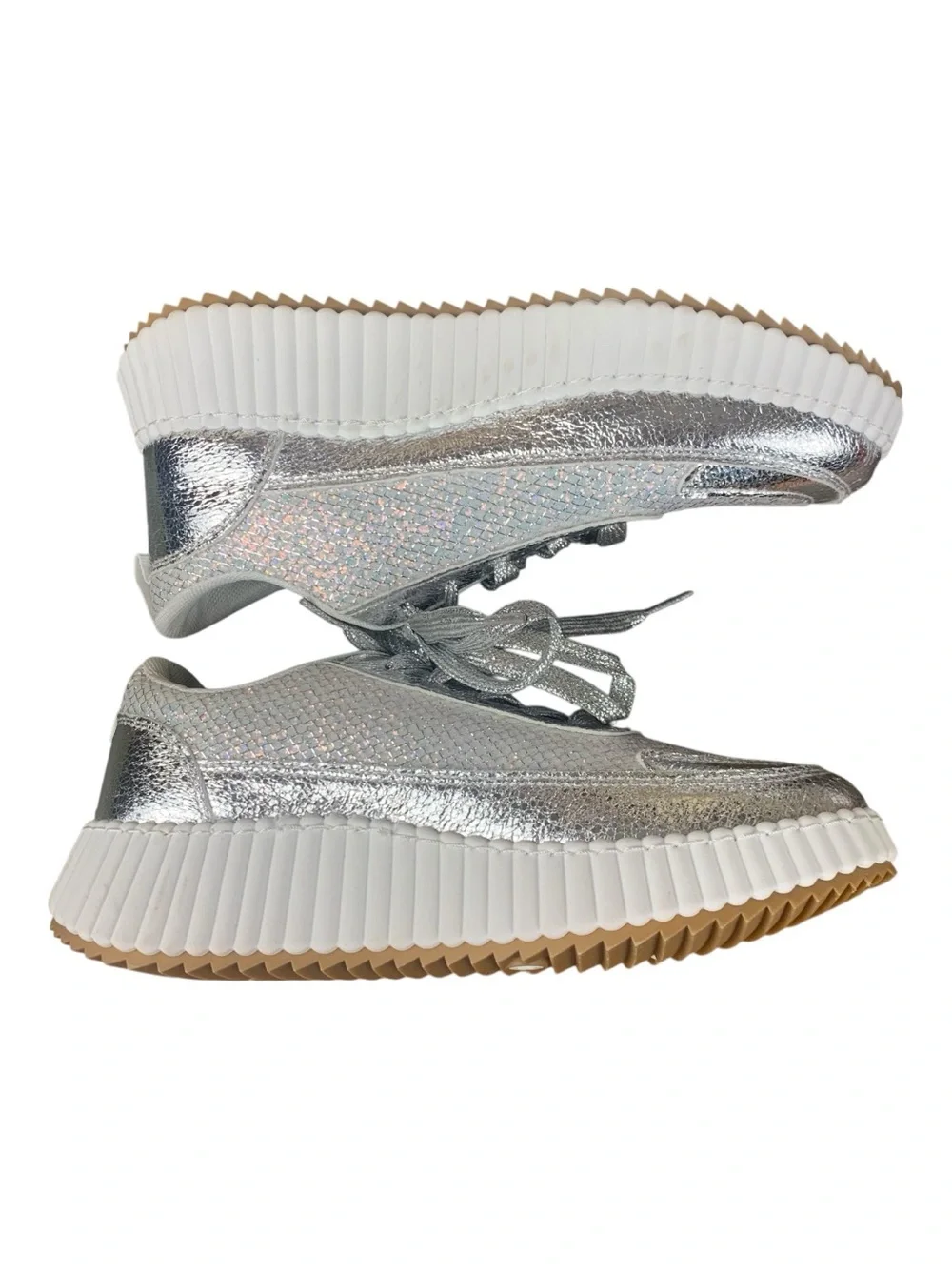Women's Yoki Roxann Silver Iridescent Sneaker Lace Up Platform Urban  Size‎ 8